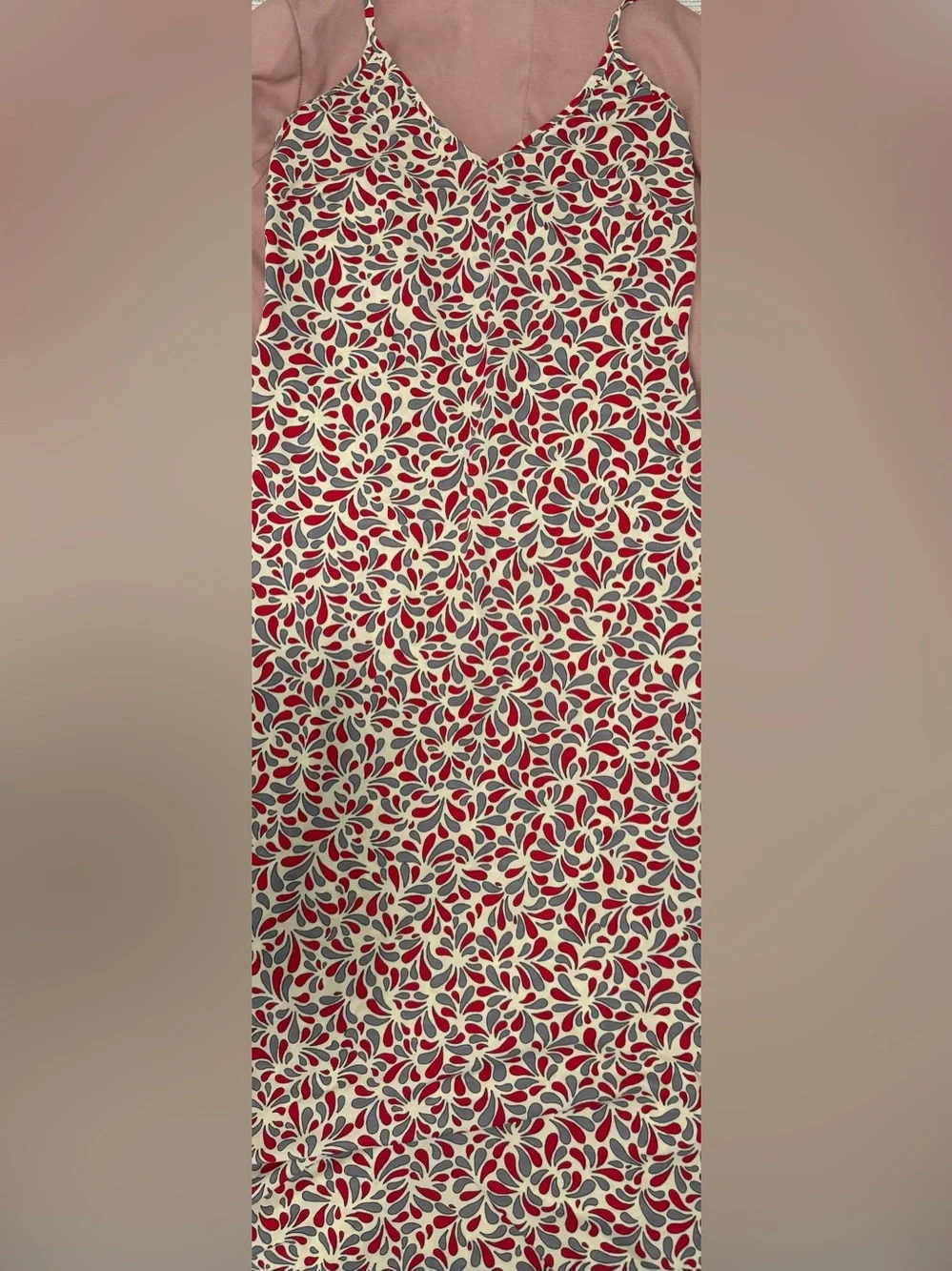 Bride, Red, and Gray Petal Print Swim cover up dress. Super light fabric. Size S